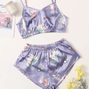 Lilac Purple satin PJ set